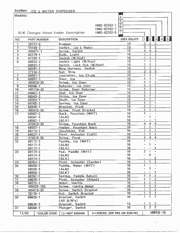 Ice And Water Dispenser Page 2 Diagram and Parts List for 62163-0A  Admiral Refrigerator