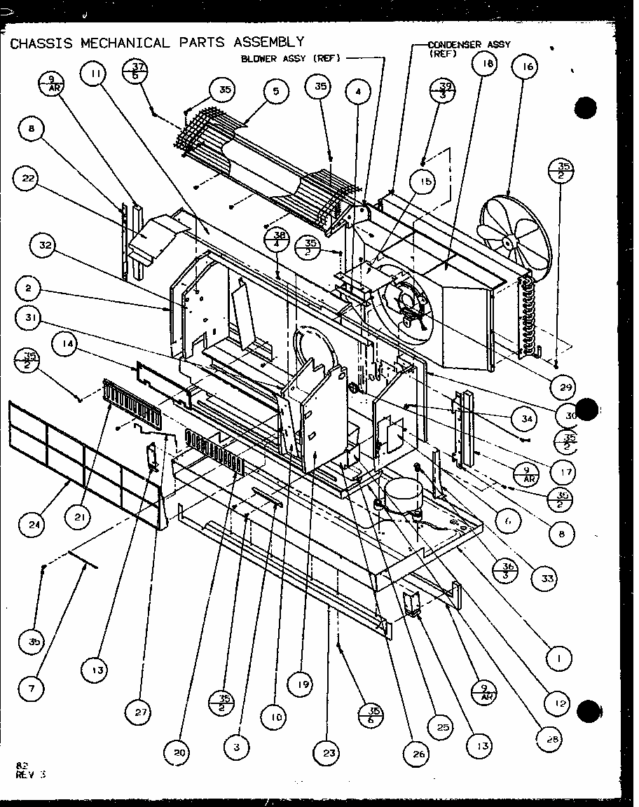 Chassis Mechanical Parts Assembly (pth15300e/p9806822r) (pth15400e/p9806922r) (pth15300ec/p9811822r) (pth15400ec/p9872322r) Diagram and Parts List for PTH09400F P1102701R Amana Air Conditioner