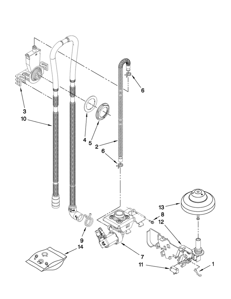 Fill, Drain And Overfill Parts Diagram and Parts List for MDBH949AWQ4  Maytag Dishwasher