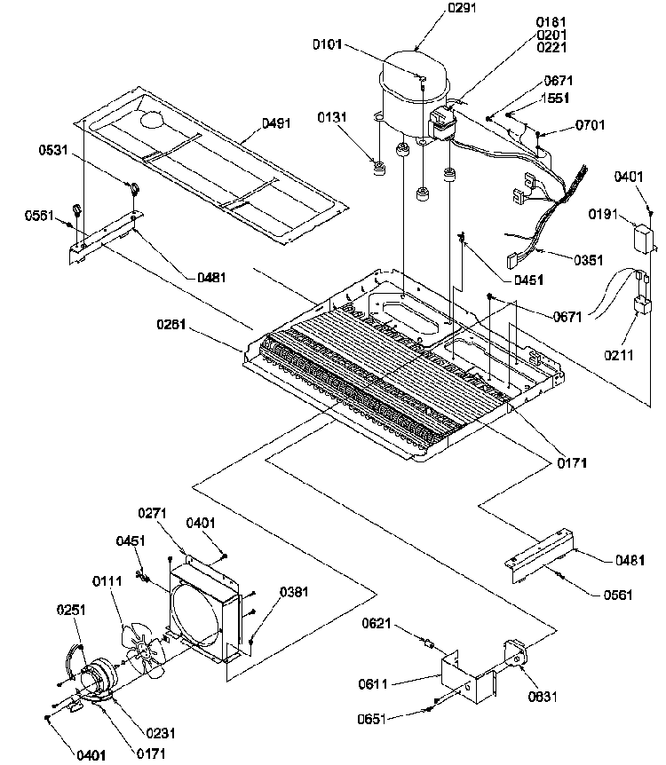 Machine Compartment Diagram and Parts List for SS21SL-P1193802WL  Amana Refrigerator