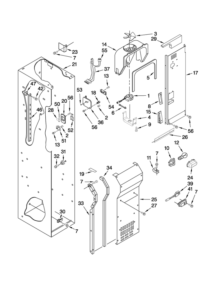 Freezer Liner And Air Flow Parts Diagram and Parts List for JS48SEDUDW00  Jenn-Air Refrigerator