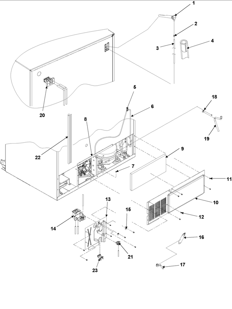 Cabinet Back Diagram and Parts List for ASD2620HRS  Amana Refrigerator