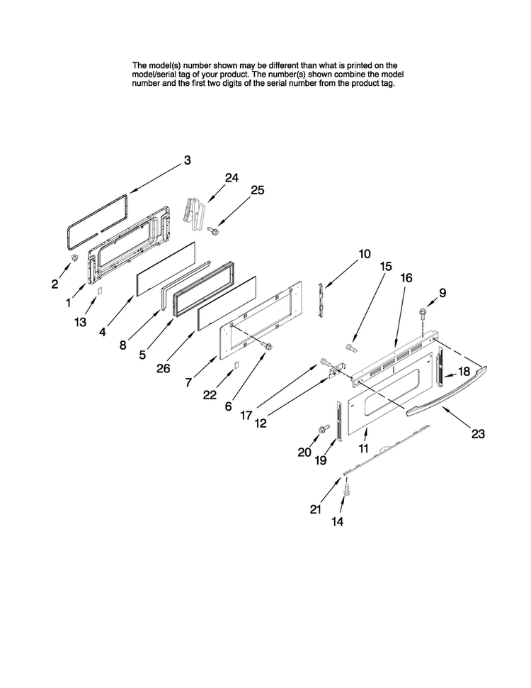 Upper Door Parts Diagram and Parts List for MER6775BCW17  Maytag Range
