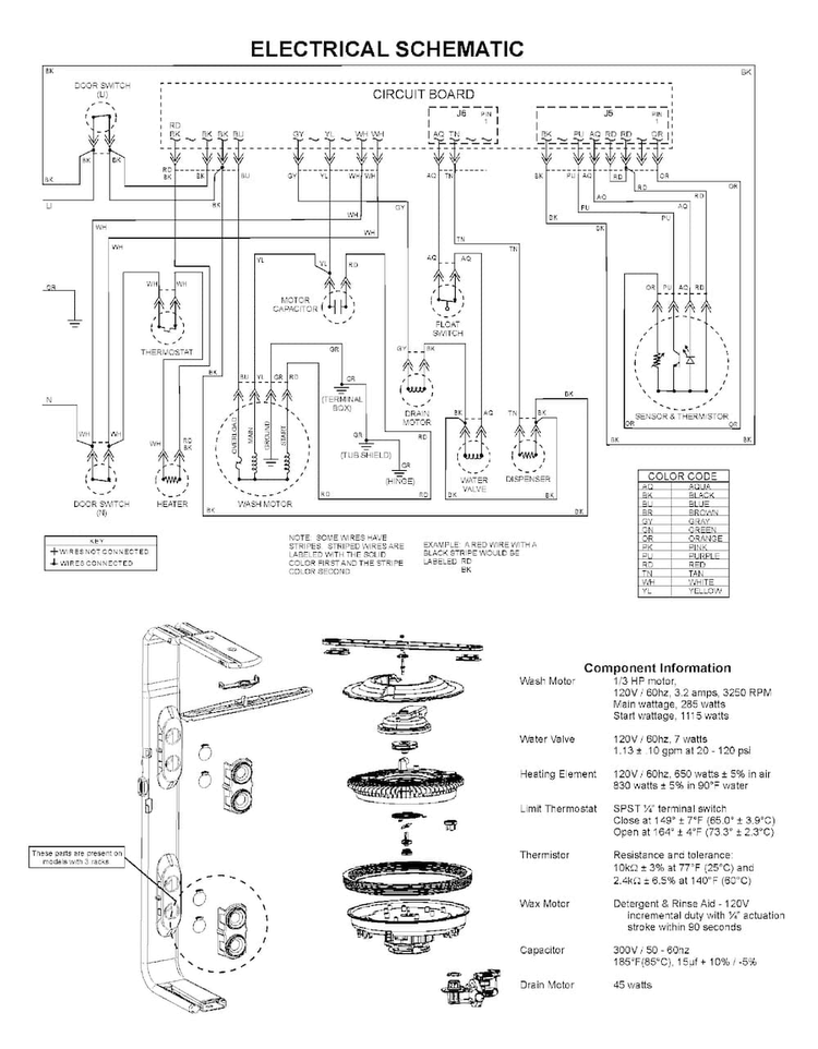 Wiring Information Diagram and Parts List for MDB8951AWB10  Maytag Dishwasher