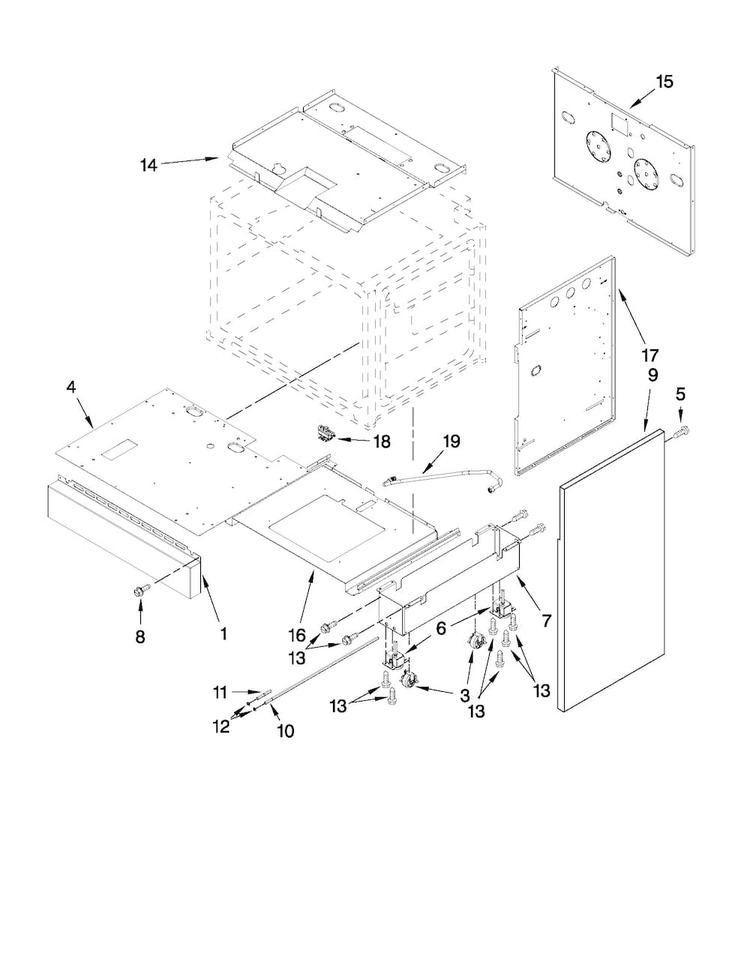 Chassis Parts Diagram and Parts List for JGRP430WP01  Jenn-Air Range