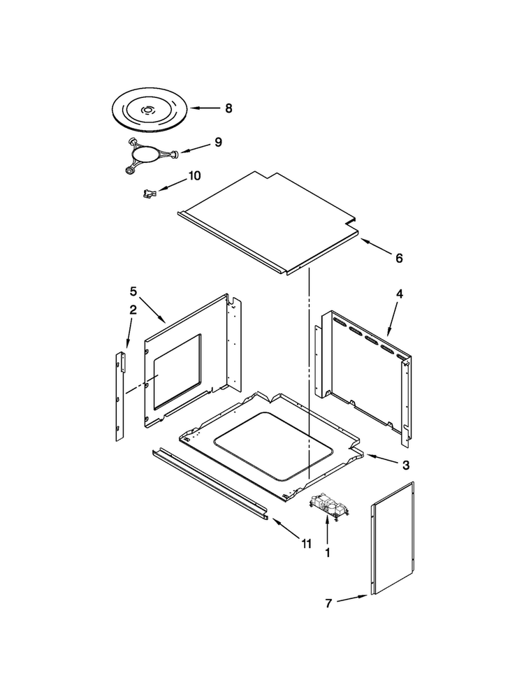 Top Support And Turntable Parts Diagram and Parts List for JMW2330WS01  Jenn-Air Microwave