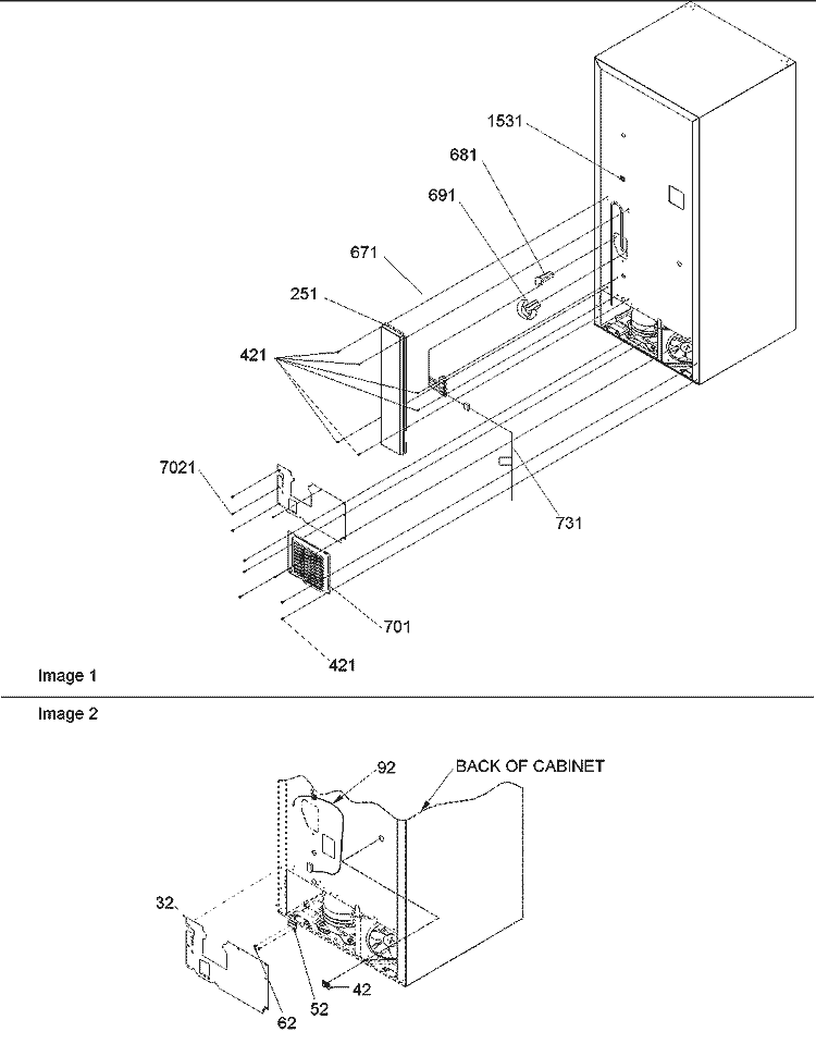 Cabinet Back & Water Valve Diagram and Parts List for ARB2117AS PARB2117AS0 Amana Refrigerator