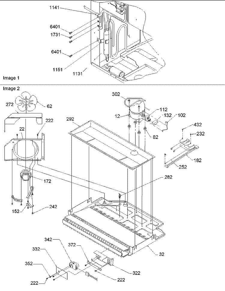 Machine Compartment Diagram and Parts List for ARB2117AS PARB2117AS0 Amana Refrigerator