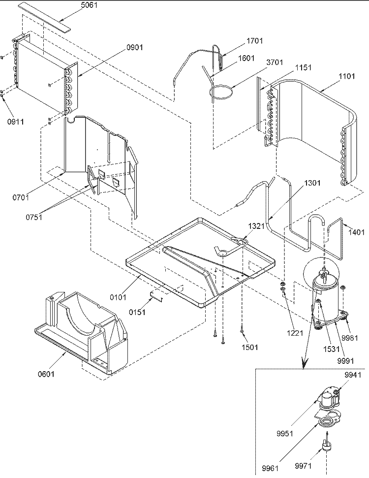 CHASSIS ASSEMBLY Diagram and Parts List for 9M12TA P1214701R Amana Air Conditioner
