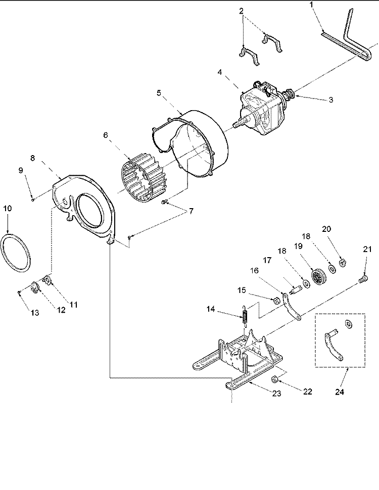 MOTOR AND FAN ASSEMBLIES Diagram and Parts List for ALG443RAW PALG443RAW1 Amana Dryer