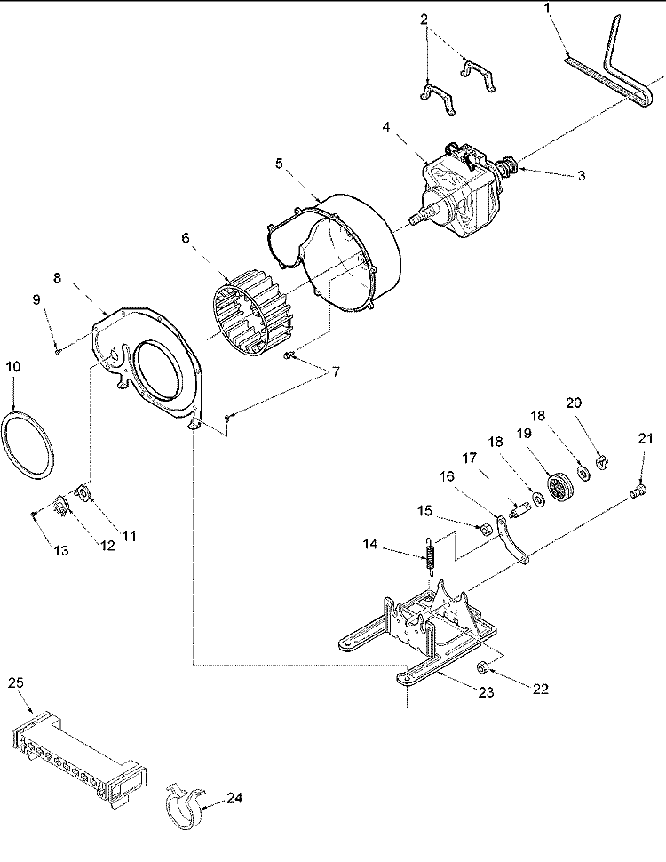 MOTOR AND FAN ASSEMBLY Diagram and Parts List for ALE120RAW PALE120RAW Amana Dryer