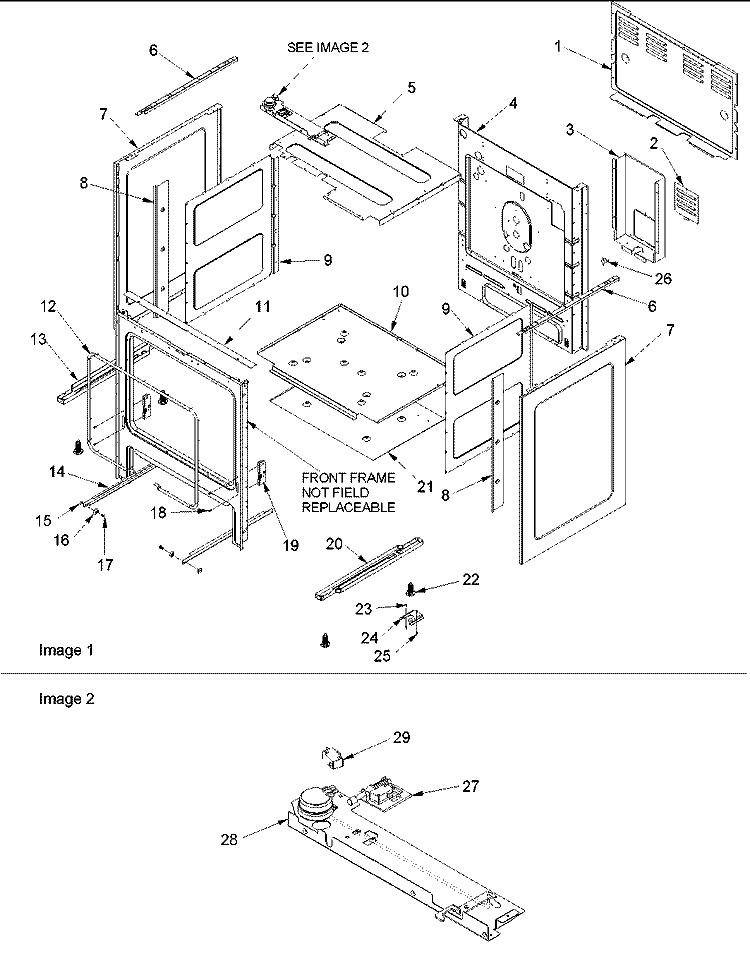 CABINET Diagram and Parts List for DCF4205AW PDCF4205AW0 Amana Range