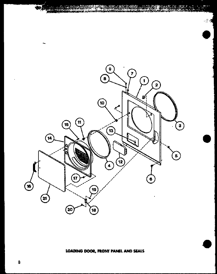 LOADING DOOR Diagram and Parts List for TGA400 P7704105W Amana Dryer
