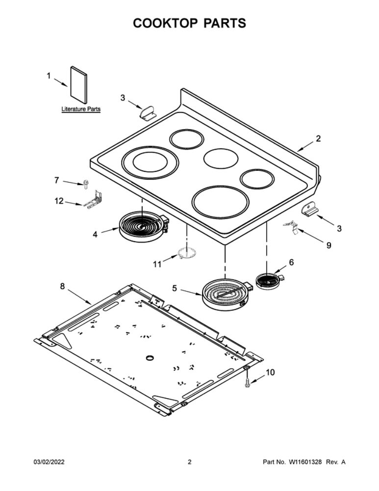 Cooktop Parts Diagram and Parts List for MER6600FZ5  Maytag Range