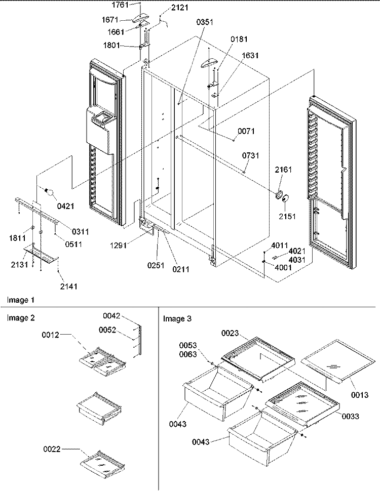 Refrigerator / Freezer Lights and Hinges Diagram and Parts List for SRD26VPE P1315204W E Amana Refrigerator