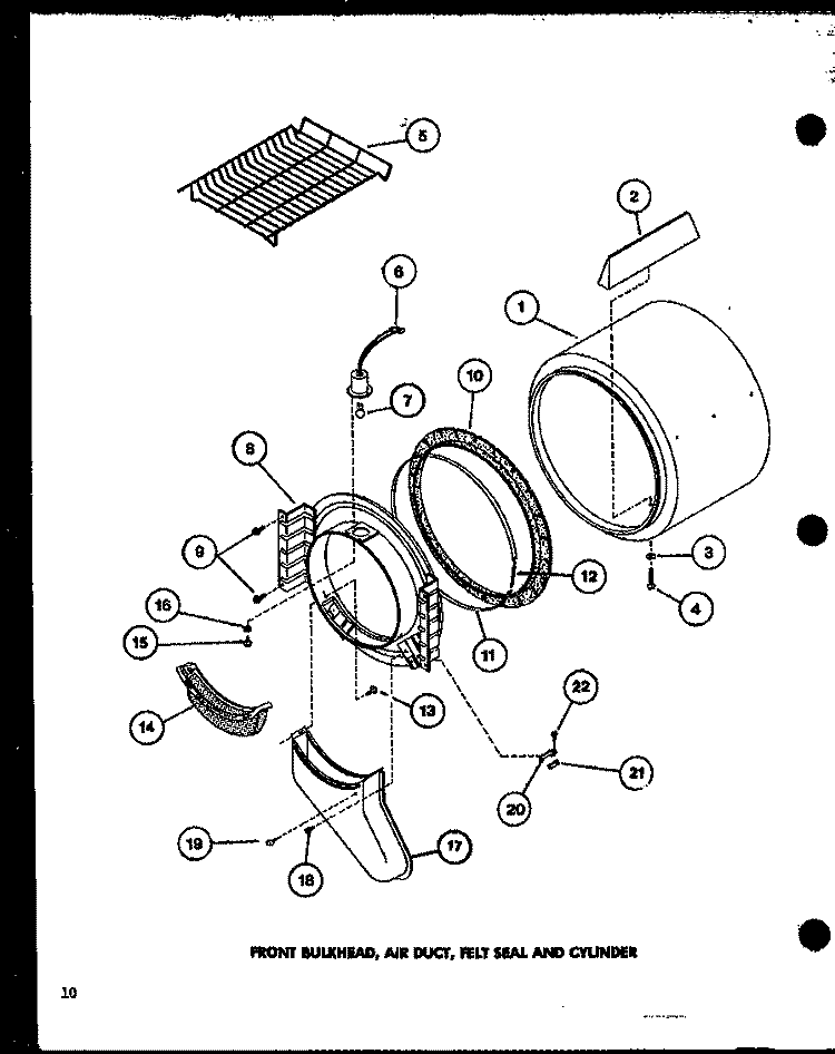FRONT BULKHEAD Diagram and Parts List for TGA400 P7704105W Amana Dryer