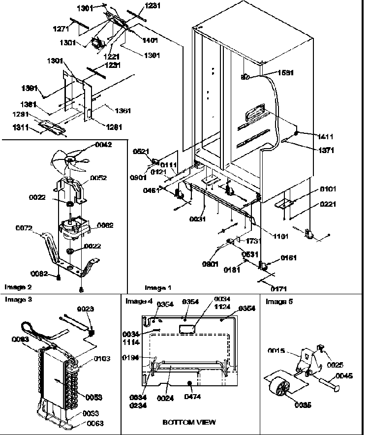Drain Systems, Rollers, And Evaporator Assy Diagram and Parts List for 58635-P1317501WE  Amana Refrigerator