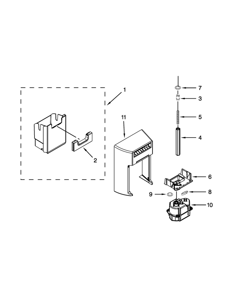 Motor And Ice Container Parts Diagram and Parts List for MSB26C6MDH00  Maytag Refrigerator