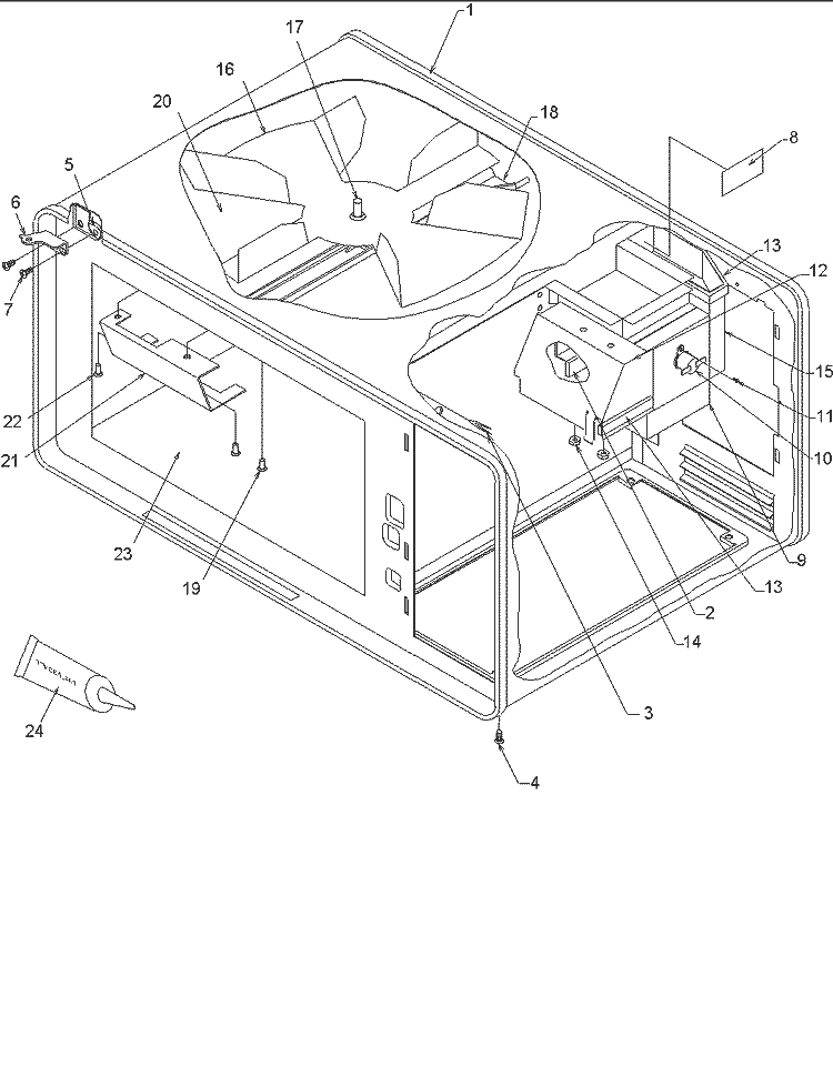 Cavity Assembly Diagram and Parts List for CSNAC700 P4020005602 Menumaster Microwave