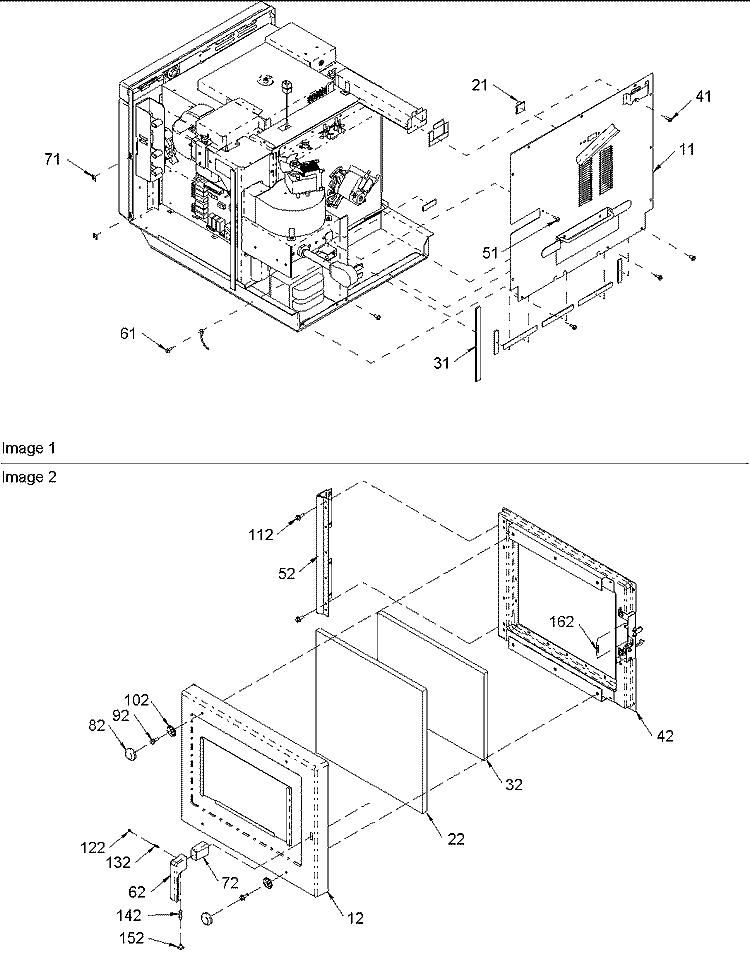 REAR PANEL & DOOR Diagram and Parts List for ACE230 P1324403M Amana Microwave