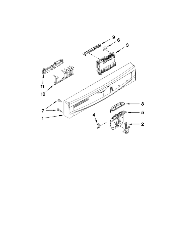 Control Panel And Latch Parts Diagram and Parts List for ADB1400AWB2  Amana Dishwasher