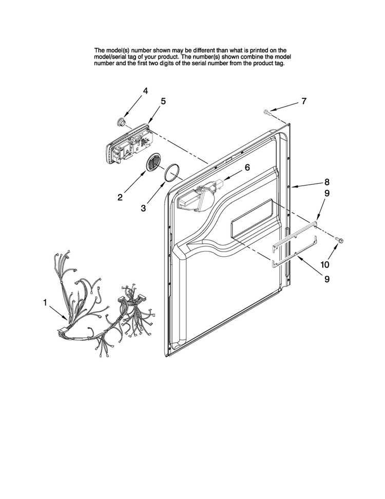 Door And Latch Parts Diagram and Parts List for MDB6701AWQ2  Maytag Dishwasher