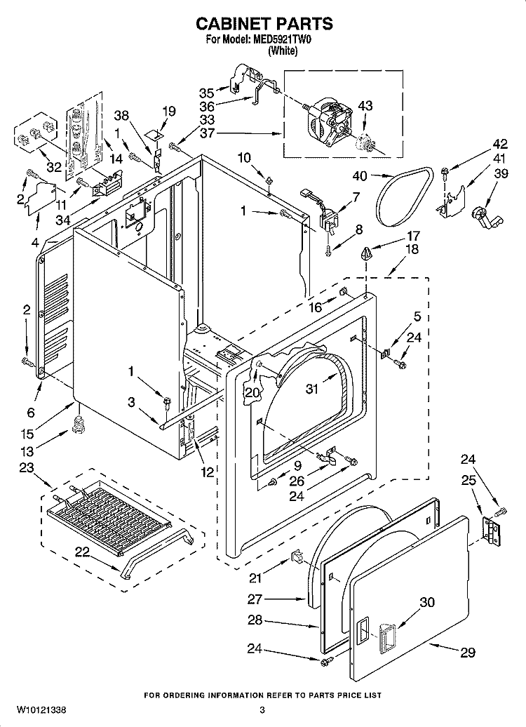 CABINET PARTS Diagram and Parts List for MED5921TW0  Maytag Dryer