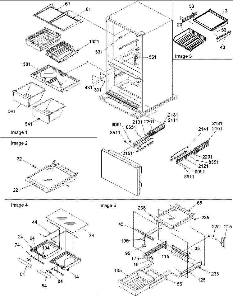 Shelving Assy Diagram and Parts List for ARB2117BS PARB2117BS0 Amana Refrigerator