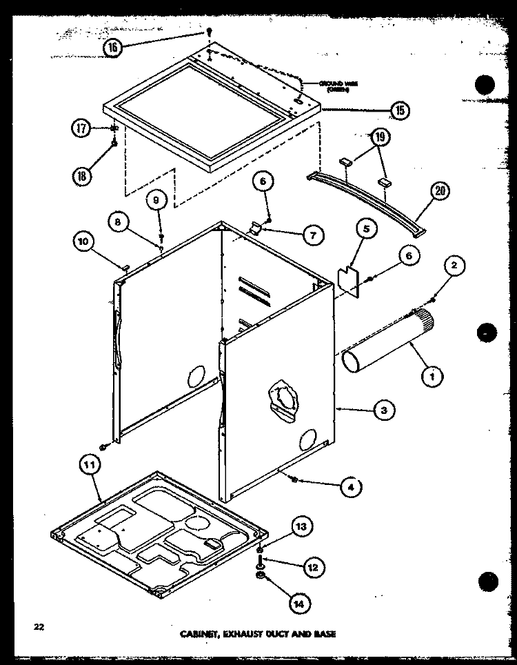 CABINET. EXHAUST DUCT AND BASE Diagram and Parts List for LG2911 P7804804W W Amana Dryer