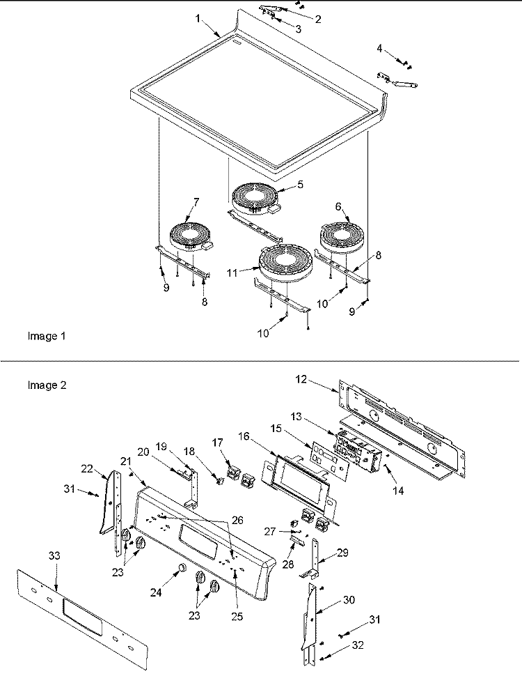 MAIN TOP AND BACKGUARD Diagram and Parts List for ACF4225AS PACF4225AS0 Amana Range