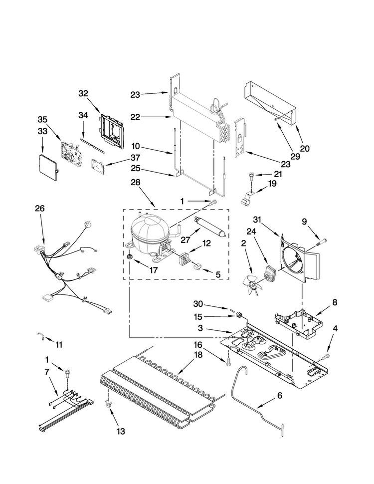 Unit Parts Diagram and Parts List for JFC2290VTB1  Jenn-Air Refrigerator
