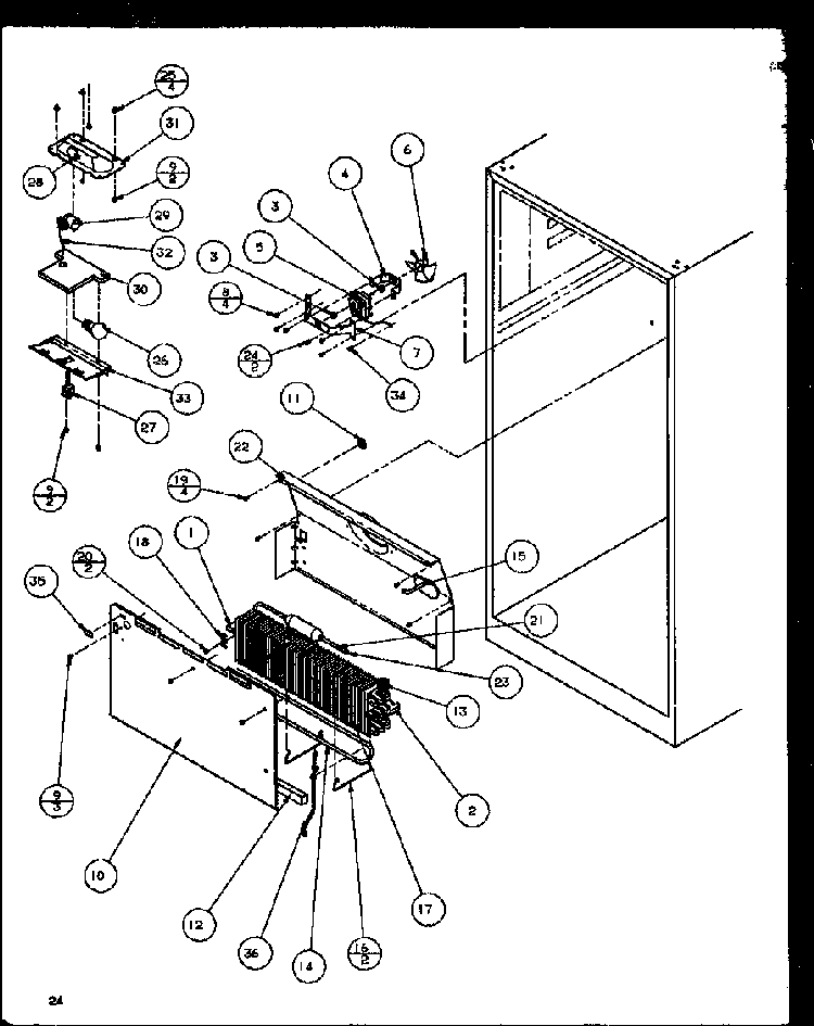 Evap Area Diagram and Parts List for TZ21Q2W-P1111713WW  Amana Refrigerator
