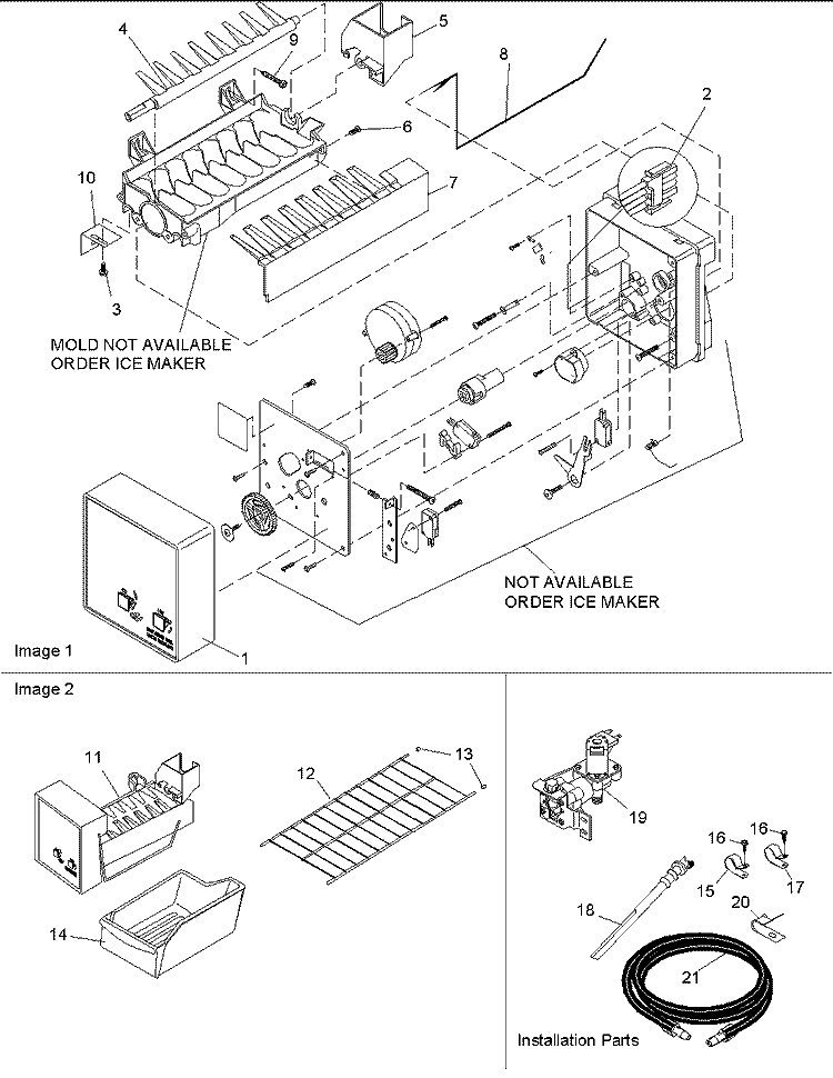 Ice Maker Assy & Parts Diagram and Parts List for DRT1700BW PDRT1700BW0 Amana Refrigerator