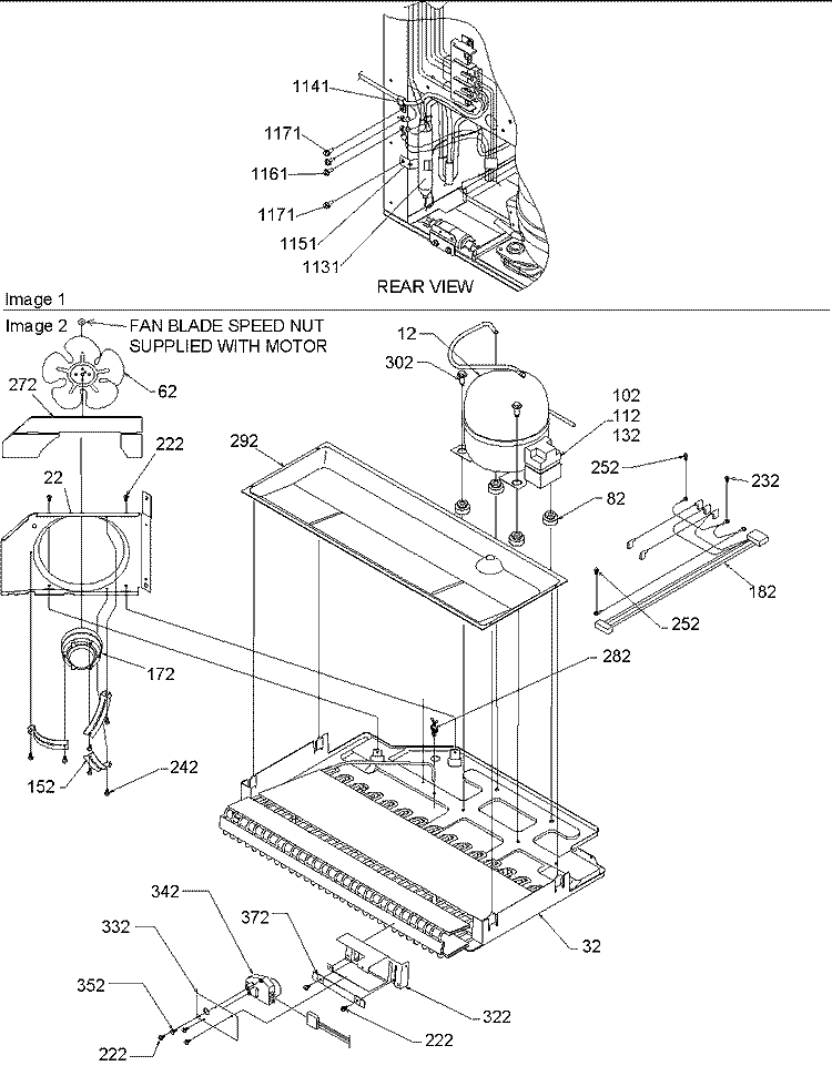 Machine Compartment Diagram and Parts List for BR18V2S P1320708W S Amana Refrigerator