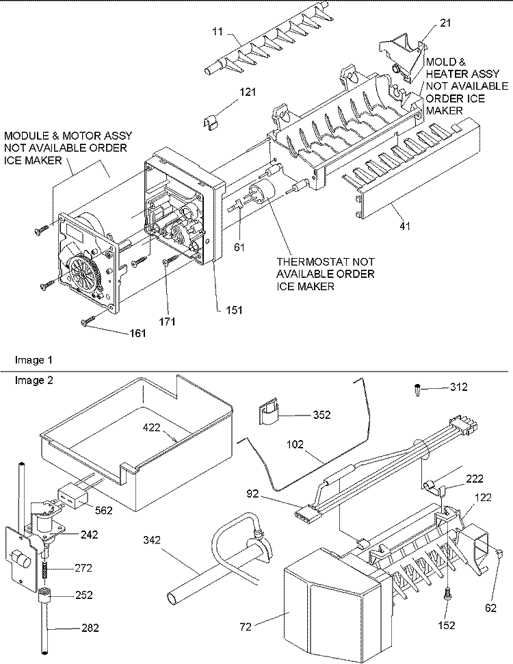 Ice Maker Assy & Parts Diagram and Parts List for BR18V2S P1320708W S Amana Refrigerator