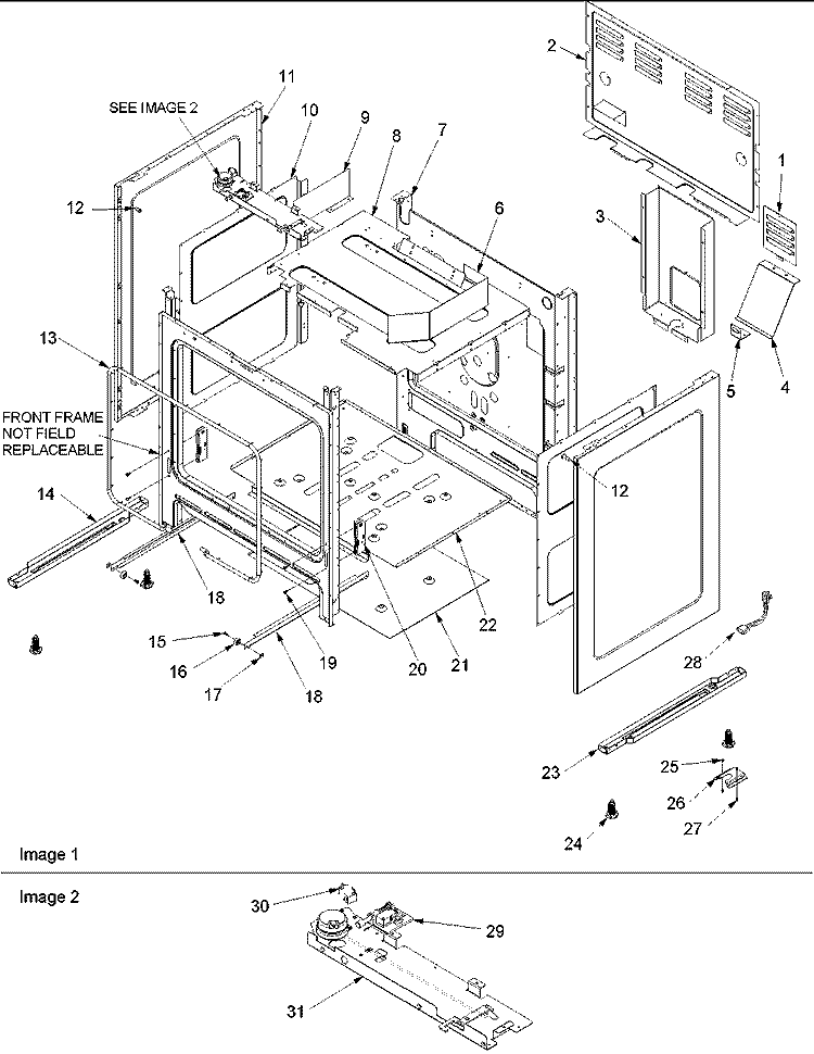 Cabinet Diagram and Parts List for ACF3335AB PACF3335AB2 Amana Range