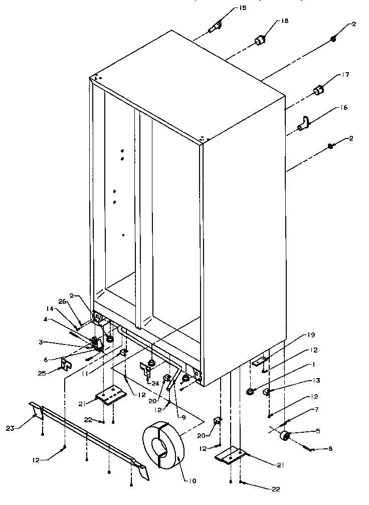 Drain And Rollers Diagram and Parts List for SSD22NBL-P1162413WL  Amana Refrigerator