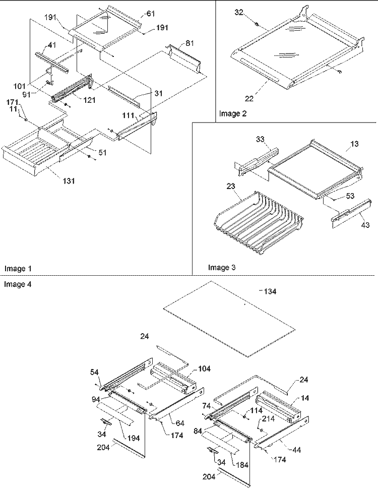 Shelving & Crisper Frame Assy Diagram and Parts List for ART2129ASR PART2129AS0 Amana Refrigerator