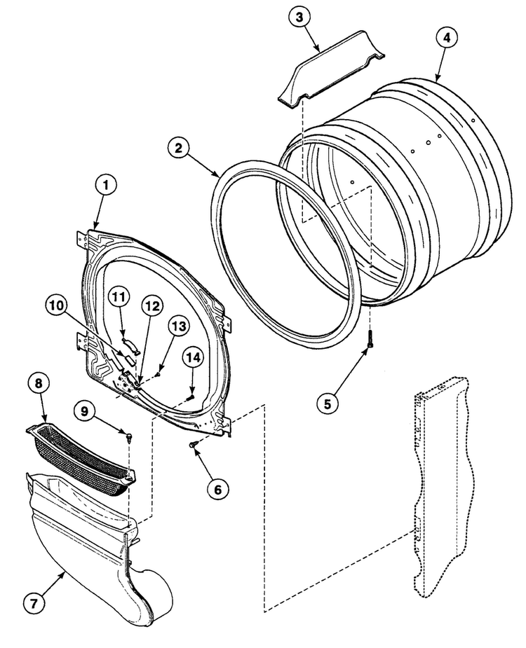 Drum Assy Diagram and Parts List for SSEY17LF  Speed Queen Dryer