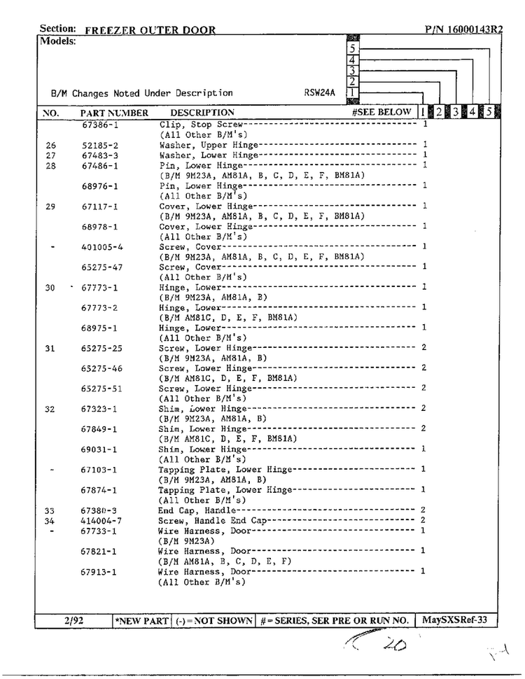 Freezer Outer Door Page 3 Diagram and Parts List for 24712  Maytag Refrigerator