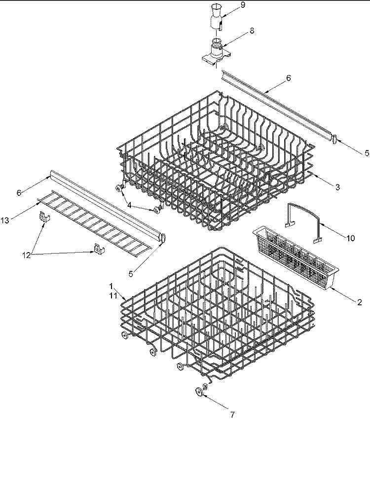 Rack Diagram and Parts List for ADW650RAC PADW650RAC2 Amana Dishwasher