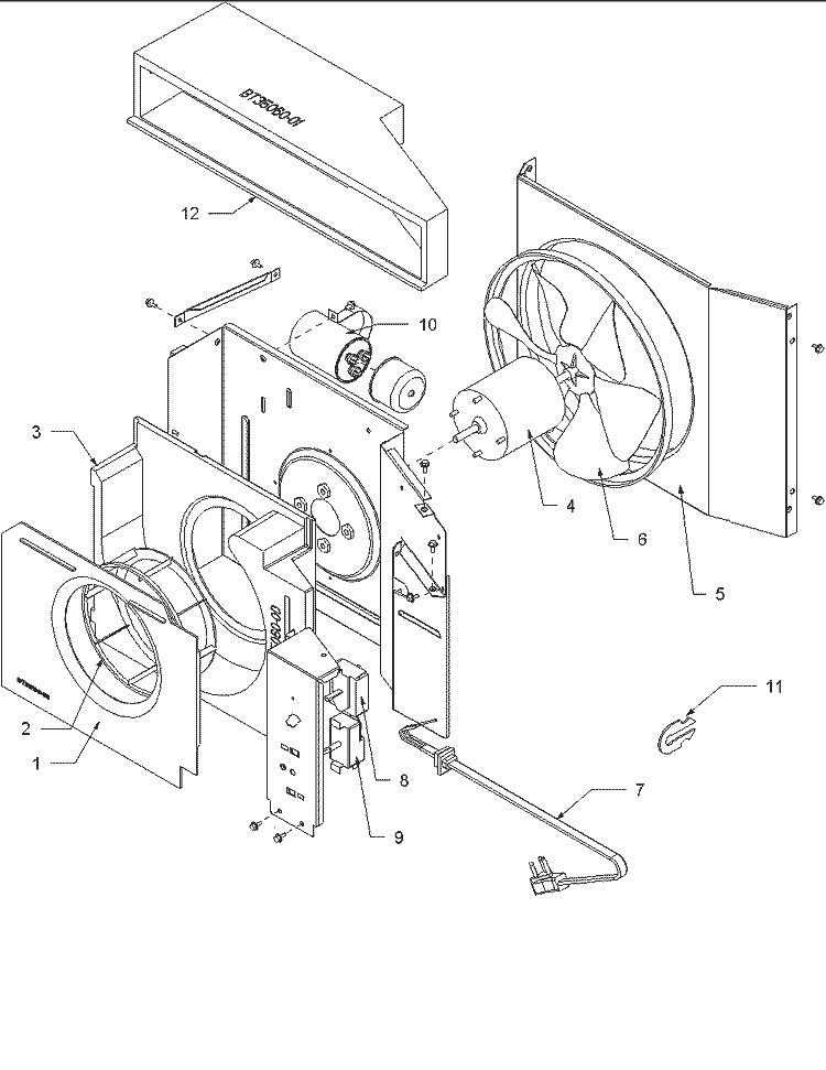 Fan and Control Assy Diagram and Parts List for AC07087M1D P1225003R Amana Air Conditioner
