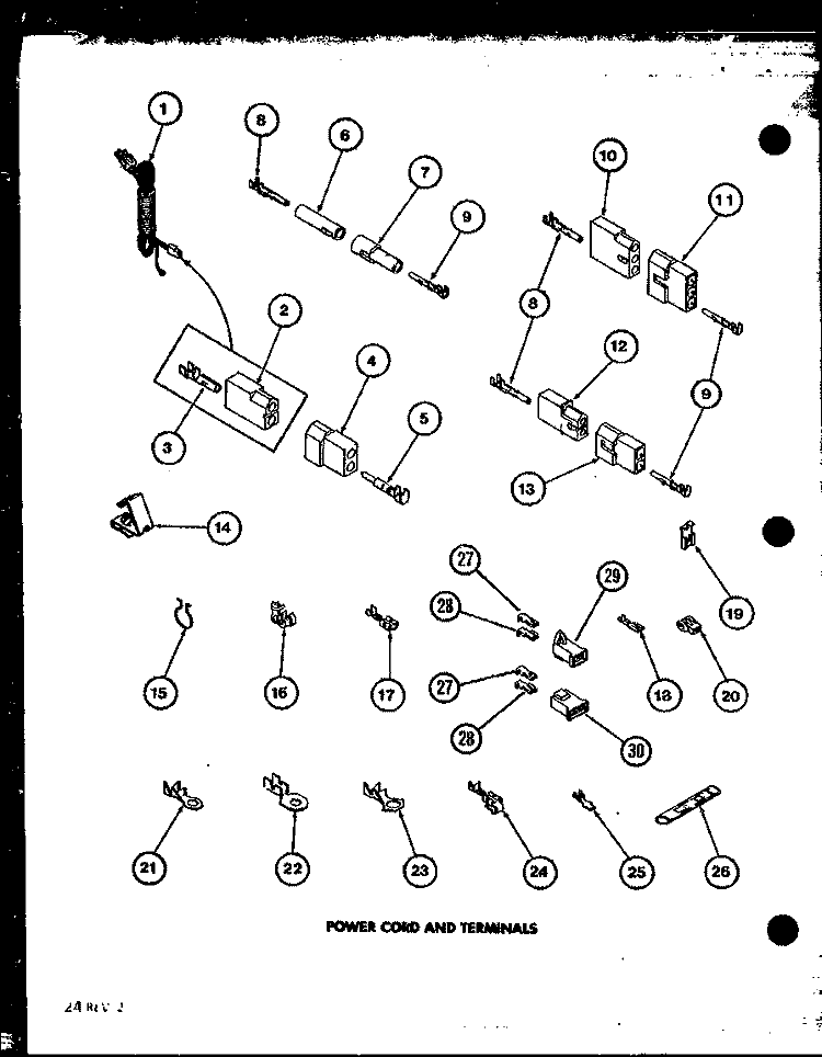 POWER CORD AND TERMINALS Diagram and Parts List for LGD251 P7762212W W Amana Dryer