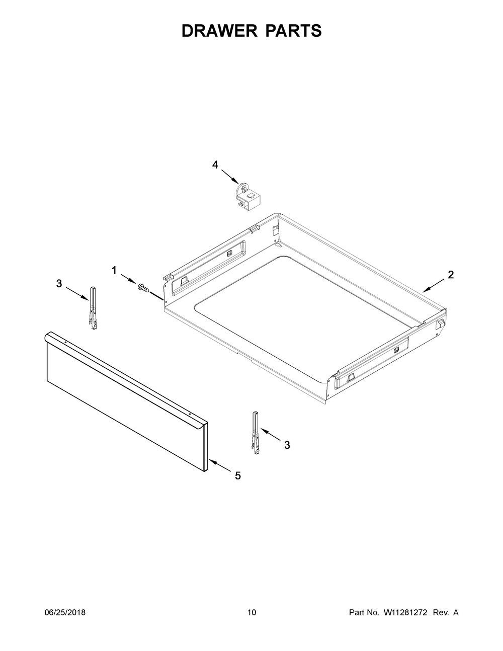 Drawer Parts Diagram and Parts List for YACR4503SFS2  Maytag Range