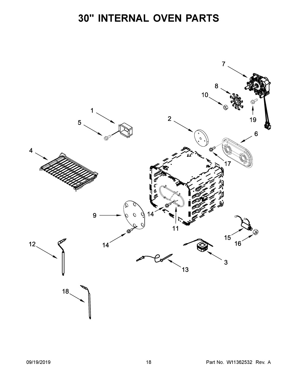 30" Internal Oven Parts Diagram and Parts List for JGRP648HM00  Maytag Range