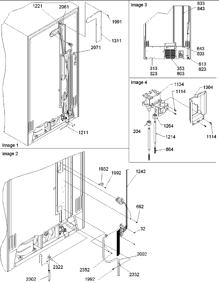 Cabinet Back Diagram and Parts List for ARS266XAW PARS266XAW0 Amana Refrigerator