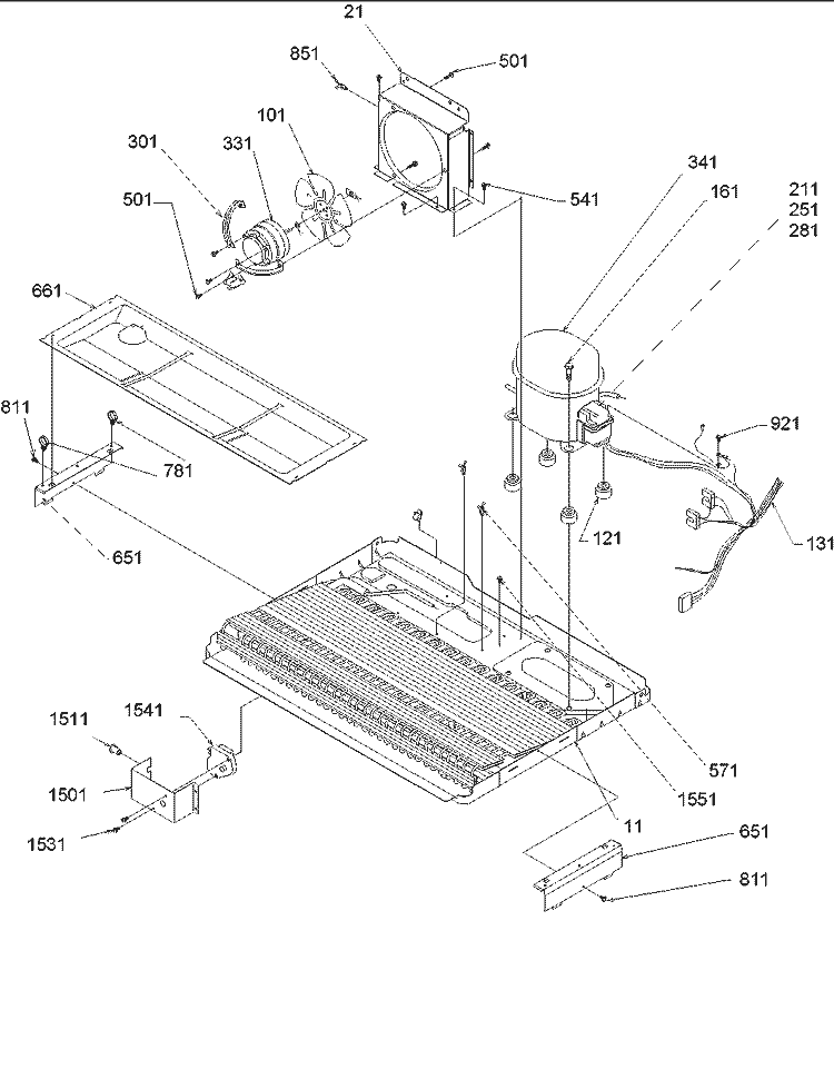 Machine Compartment & Muffler Assy Diagram and Parts List for ARS266XAW PARS266XAW0 Amana Refrigerator