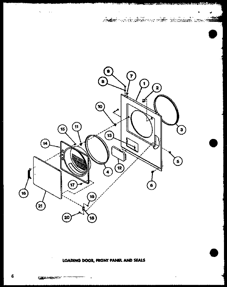 LOADING DOOR Diagram and Parts List for LG2812 P7804816W W Amana Dryer