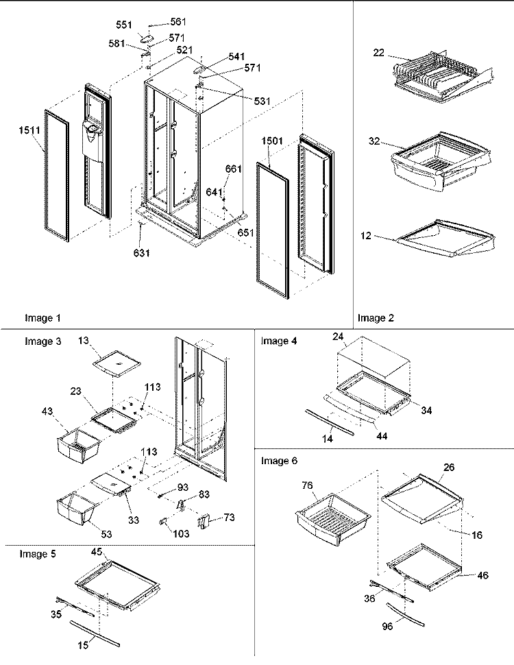 Hinges, & Refrigerator Shelving Diagram and Parts List for ARS266KBW PARS266KBW0 Amana Refrigerator