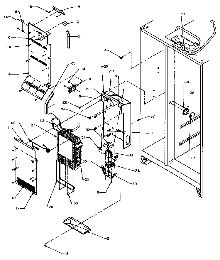 Evaporator And Air Handling Diagram and Parts List for SPD25QA3W-P1181321WW  Amana Refrigerator